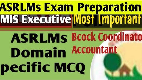ASRLMs Exam Preparation 2025||Domain Specific MCQ||Block  Coordinator,/MIS/Block Accountant