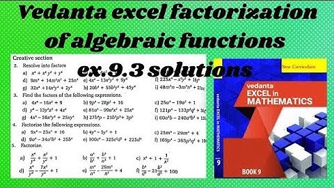 class 9 vedanta excel in mathematics factorization of algebraic expressions. ex 9.3 #vedanta maths