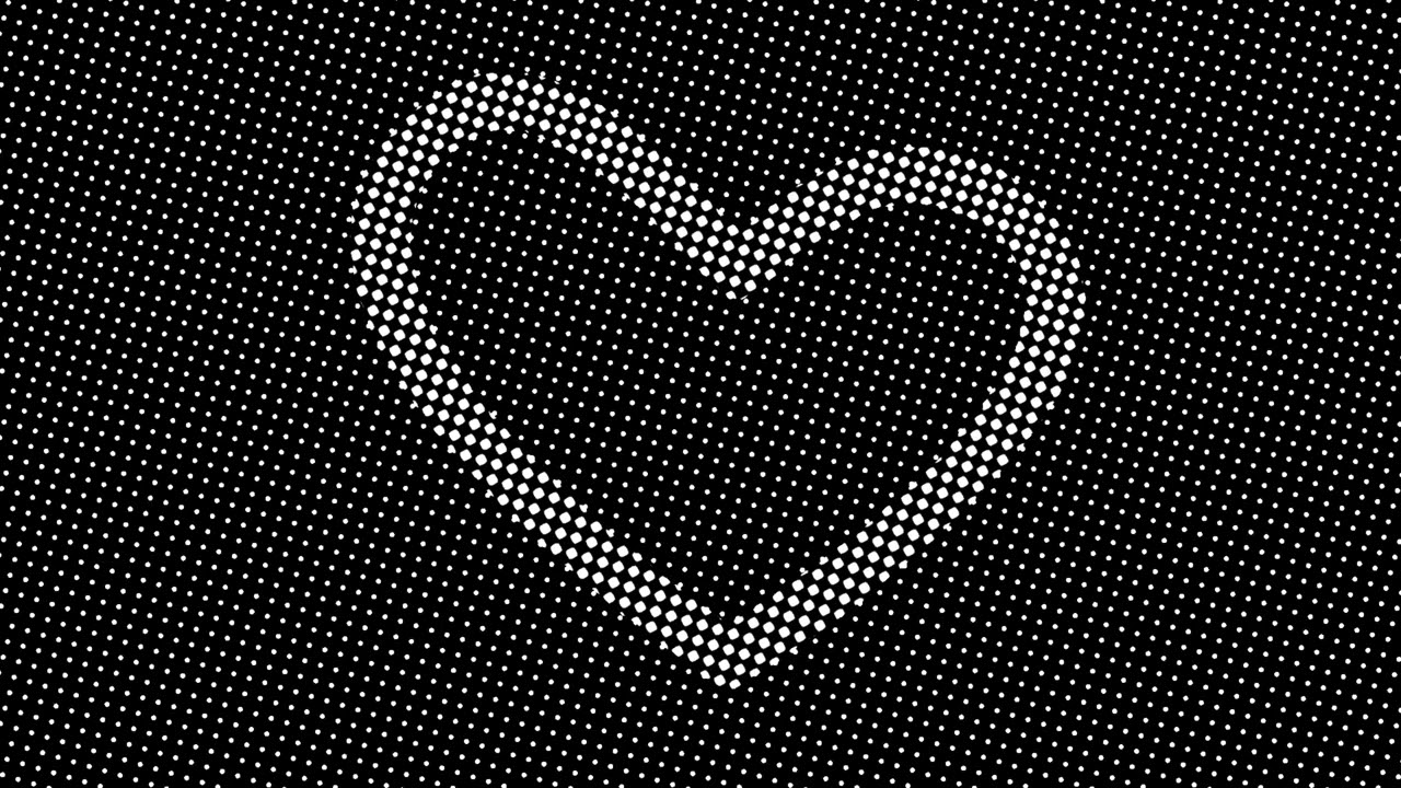 4K Heart Drawing Sketch Black & White Dots Netting Copyright Free Stock Footage Free Download