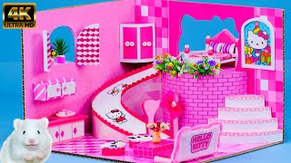 How To Build Amazing Hello Kitty House for Hamster from cardboard and paper ❤️ DIY Miniature House