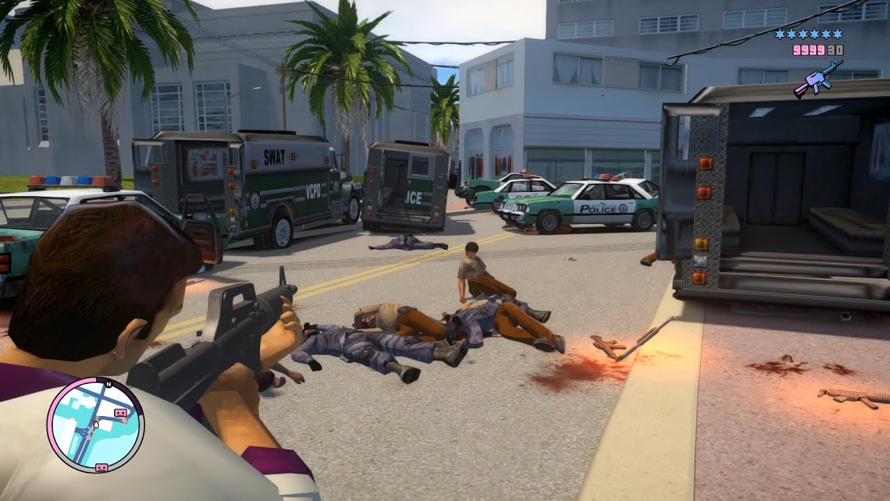 GTA Vice City Nextgen Edition Shootout Epic Battle Compilation + 6 Star Wanted Level Escape