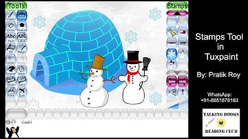 Snow Scenery in Tux Paint using Stamps - Igloo with Snowmen