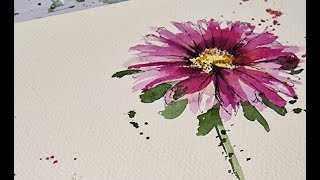 Paint Cosmos Flowers in Watercolour and ink