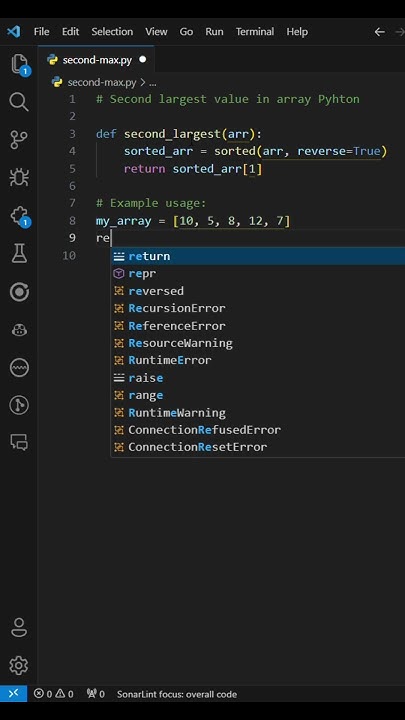Find 2nd Largest Number in Array - Interview Python Question #shorts ...