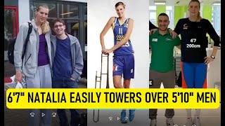 6'7 Tall Girl Natalia Vieru Easily Towers Over 5'10" Men