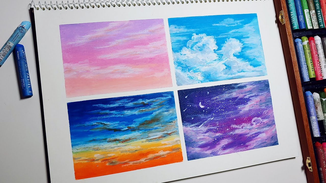 Clouds and sky color! A watercolor and oil pastel project.