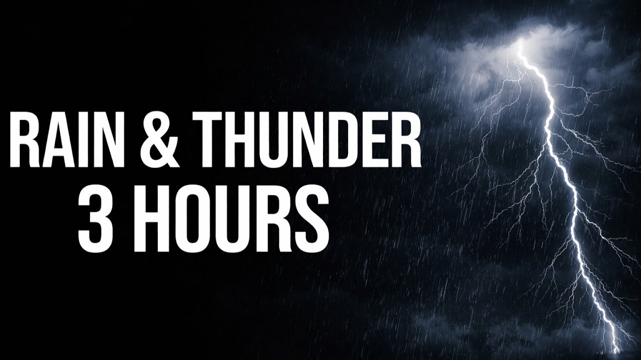 Rainstorm with Thunder Sounds – 3 Hours | Black Screen White Noise for Better Sleep | Heal & Chill