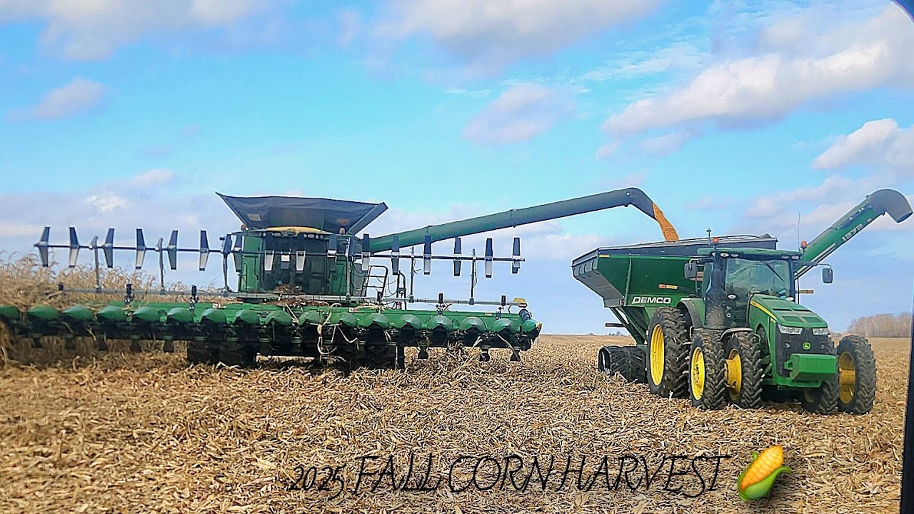2025 FALL CORN HARVEST 🌽 JOHN DEERE s790 HARVESTING CORN WITH 16 ROW JOHN DEERE CORN HEADER 