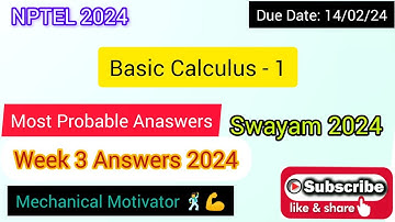 Basic Calculus - 1 | Week 3 Quiz | Assignment 3 Solution | NPTEL | SWAYAM 2024
