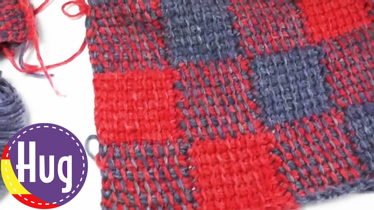Crochet tunecino - Entrelac con diseño de cuadros escoceses - Veronika Hug Parte 1