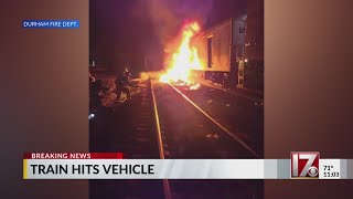 Vehicle hit by train in Durham