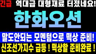 한화오션 - 작정했구나 ~ 신조선가지수 급등 ! 대박모멘텀도 급등 ! 떡상할 준비완료