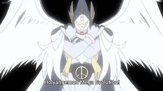 Digimon Adventure 2020 : HolyAngemon and Angewomon Mega Digivolve to Seraphimon and Ophanimon