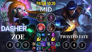 SHG Dasher Zoe vs Twisted Fate Mid - KR Patch 10.20