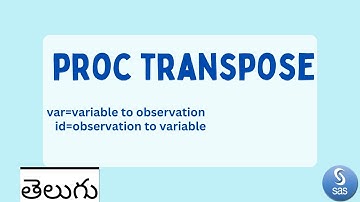 proc transpose in telugu||advance sas in telugu||procedures in sas||transpose