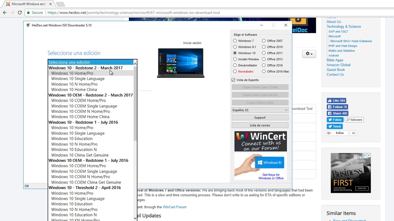 Herramienta para descargar ISOs oficiales de Windows y Office - YouTube