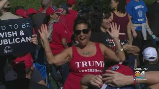 Trump Supporters Gather Ahead Tuesday Night's "Homecoming" Rally In Sunrise