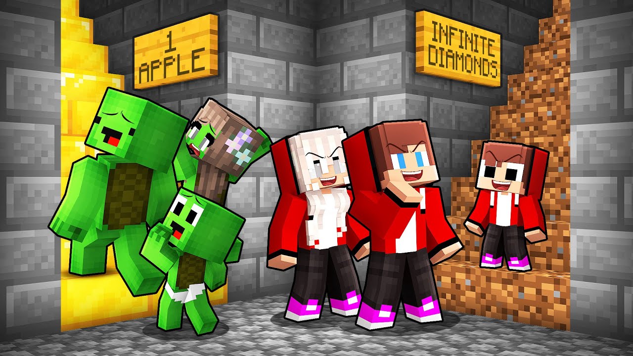 Mikey Family and JJ Family Choose the Right Stair in Minecraft (Maizen)