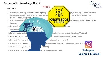 #Commvault - Knowledge Check Questions (Video-2)