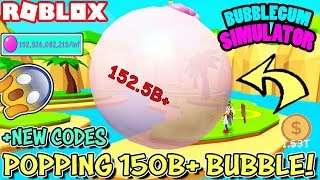 I POPPED *150 BILLION* SIZED BUBBLE IN BUBBLEGUM SIMULATOR (Roblox) | BIGGEST POP EVER AND CODES! screenshot 5