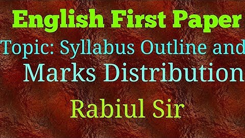 HSC English First Paper Syllabus Outline and Marks Distribution