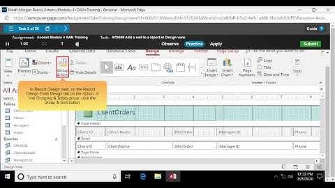 Mindtap - Cengage Access how to add a sort to a report in Design view