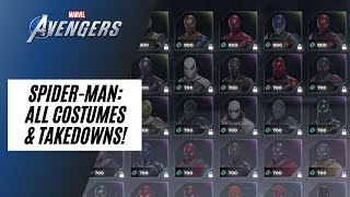 SPIDER-MAN: ALL COSTUMES & TAKEDOWNS | Marvels Avengers
