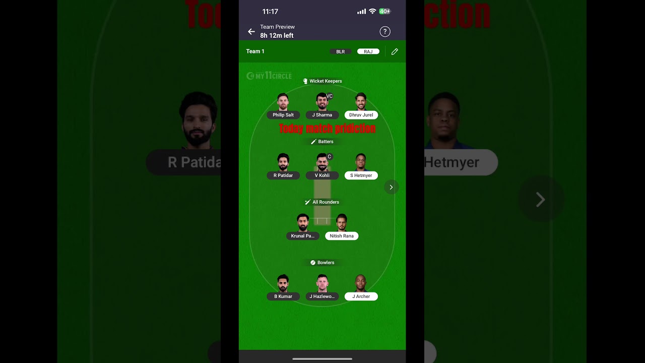 Today match RCB VS RR