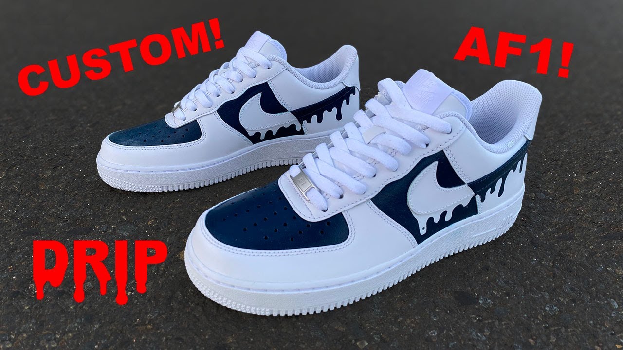 Pre-owned Nike Custom Drip Air Force 1 In Blue