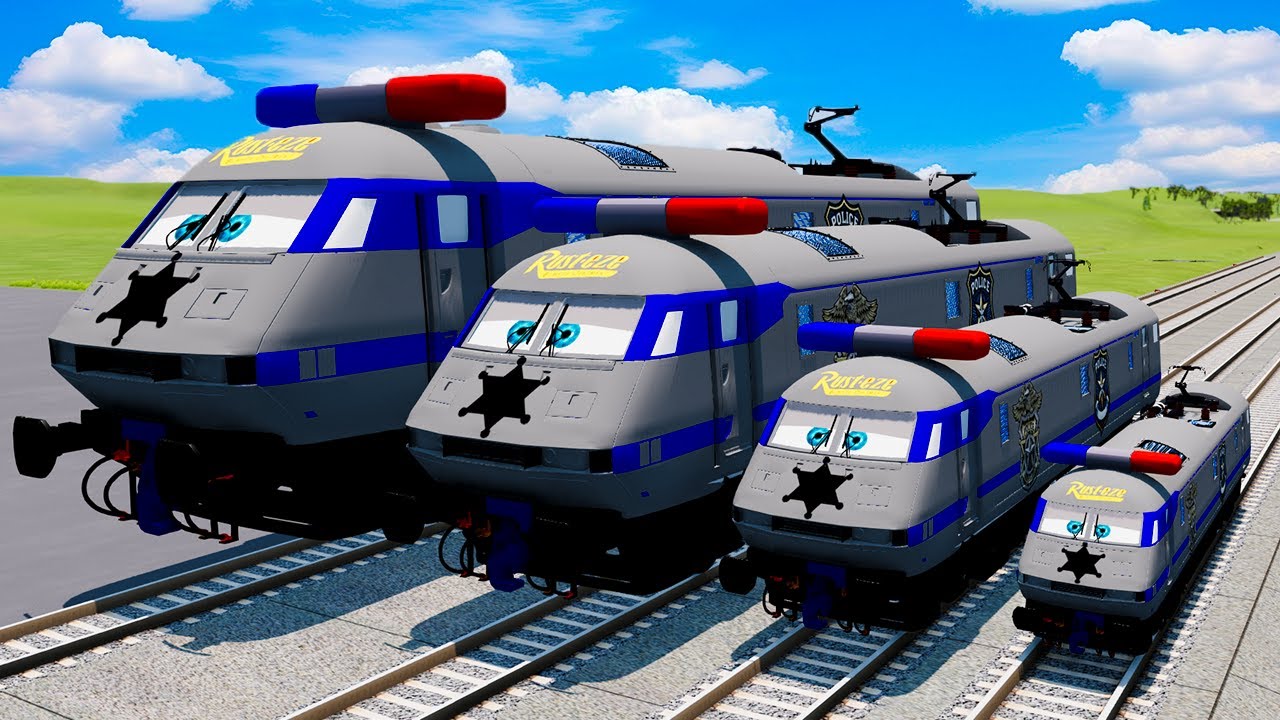 Big & Small Police Train Lightning Mcqueen vs Train Thomas | BeamNG.Drive