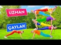 ZOR TIK TOK AKROBASİ KAPIŞMASI || UZMAN ve ÇAYLAK! 123 GO! Challenge Tik Tok Jimnastik Numaraları