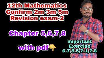 12th Mathematics | important questions 2m 3m 5m| Chapter 5 6 7 8@vivekmathsscience1013