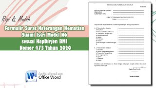 Formulir Surat Keterangan Kematian Suami Istri Model N6 sesuai KepDirjen BMI No 473 Tahun 2020 Formulir Surat Keterangan Kematian Suami Istri Model N6 sesuai KepDirjen BMI No 473 Tahun 2020