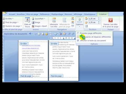 comment personnaliser un pied de page d&rsquo;un document de Ms word