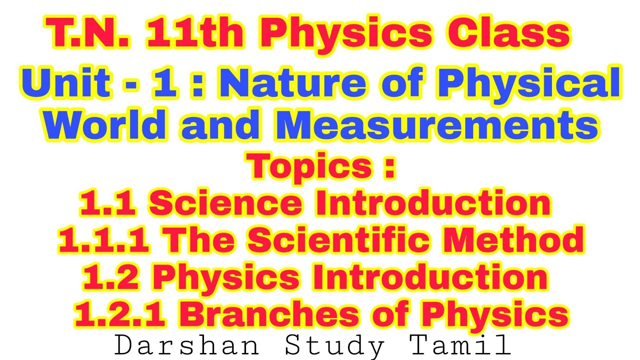 T.N.11th Physics | Unit - 1 : Nature of Physical World and Measurements ...
