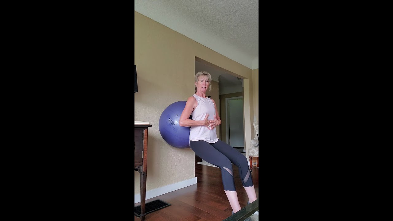 35 Stability ball wall squats and calf raises! YouTube