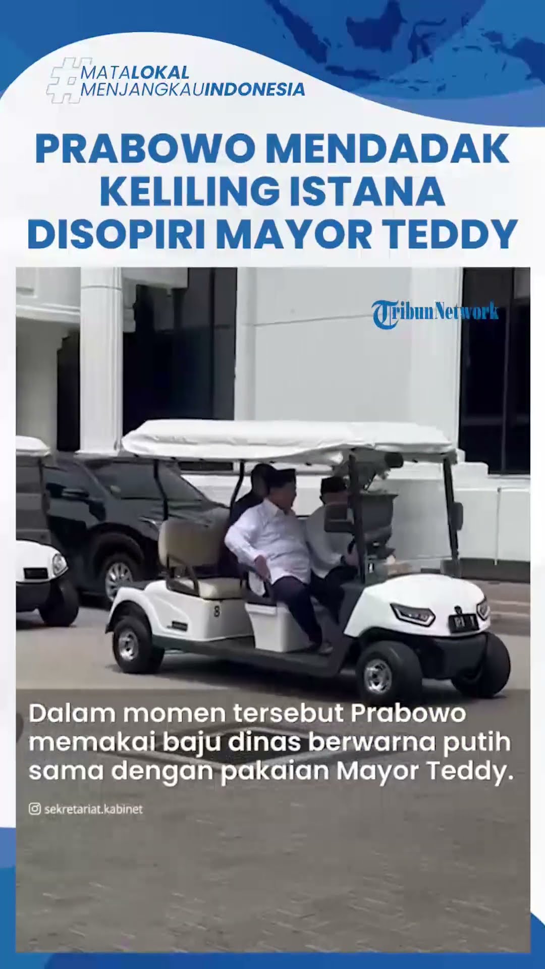 Prabowo Mendadak Keliling Istana Pakai Mobil Golf Disopiri Mayor Teddy, Tanyai Wartawan: Sehat?