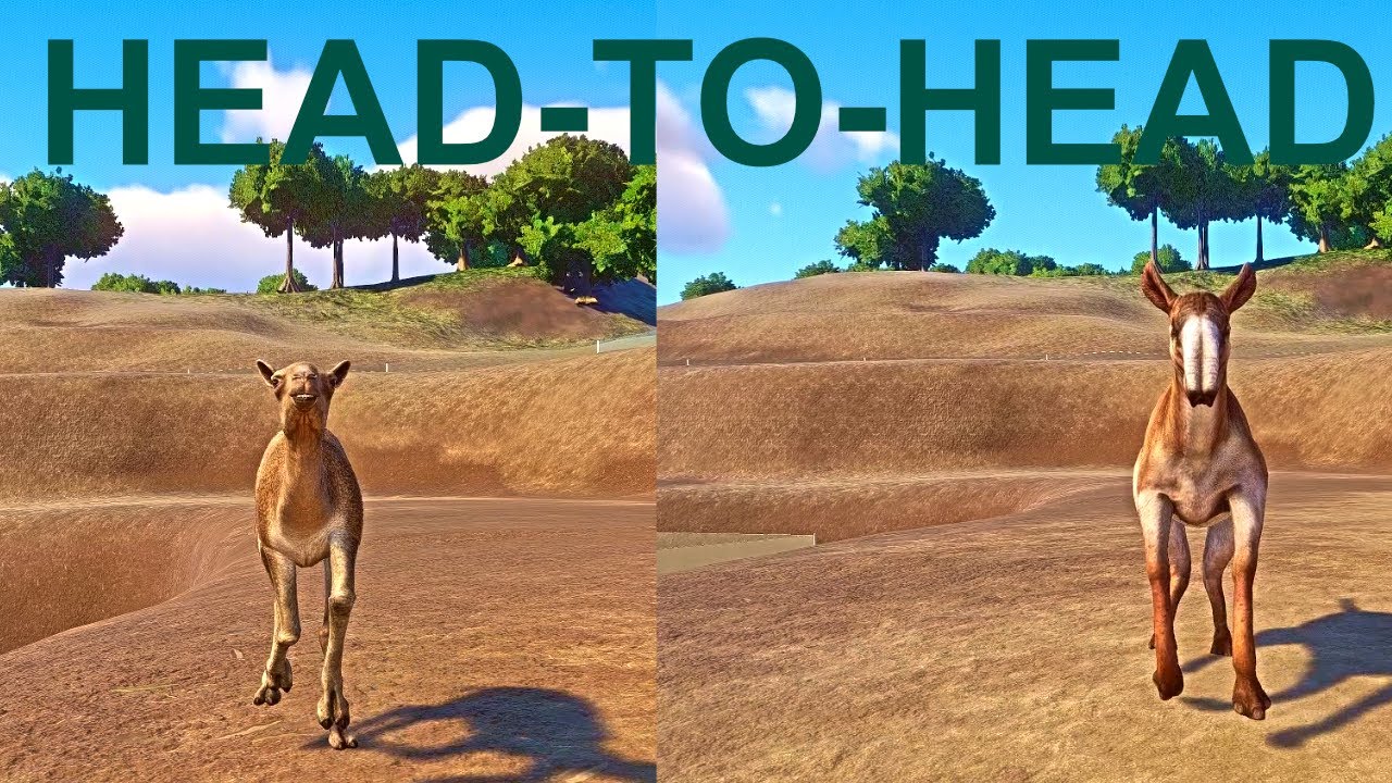 Poebrotherium Wilsoni против Macrauchenia Patachonica: гонка на скорость лицом к лицу в Planet Zoo