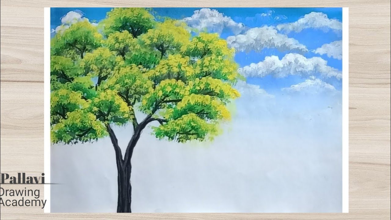 How to draw tree for beginners with poster colour | Pallavi ...