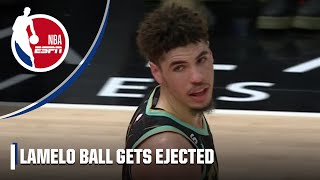 LaMelo Ball gets ejected for first time while arguing no-call with refs | NBA on ESPN