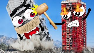 Amazing Dangerous Building Demolition Skills | Doodles and Heavy Equipment Machines Destroy Building