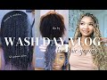 Full wash day routine for hair growth  protective styling  customer story times  vlog