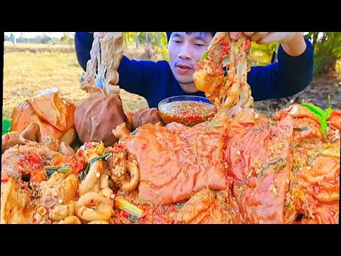 Spicy Pork Organ with Garlic Chili Sauce Mukbang 
