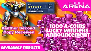 1000 a-coins Giveaway #3 Results🥳 | Second Copy Received of Panther | Mech Arena: Robot Showdown