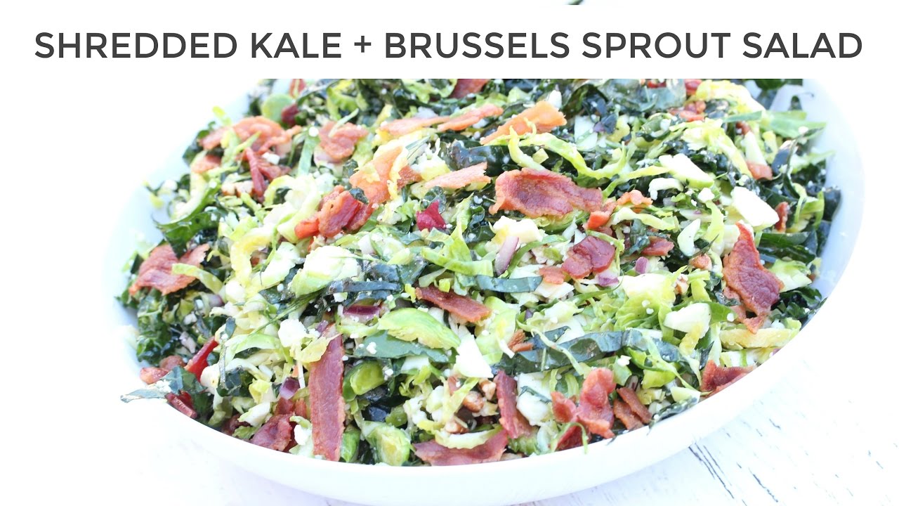 Kale Salad Recipe with Brussels Sprout +Bacon | Clean & Delicious