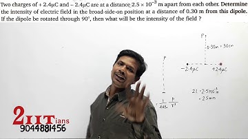 Electric Charges & Fields Q32 Class 12 Nootan Physics Numericals | Two charge of +2.4 uC and -2.4 uC