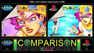 JoJo's Bizarre Adventure (Arcade vs PlayStation) Side by Side Comparison - Dual Longplay