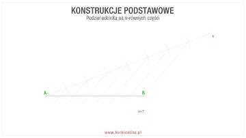 Geometria wykreślna. Podział odcinka na n równych części. Konstrukcje podstawowe.