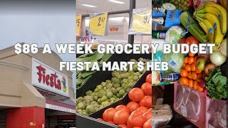 Fiesta &amp; HEB Grocery Haul: realistic grocery budget $86 for a week in 2023 | family of 3 in Houston