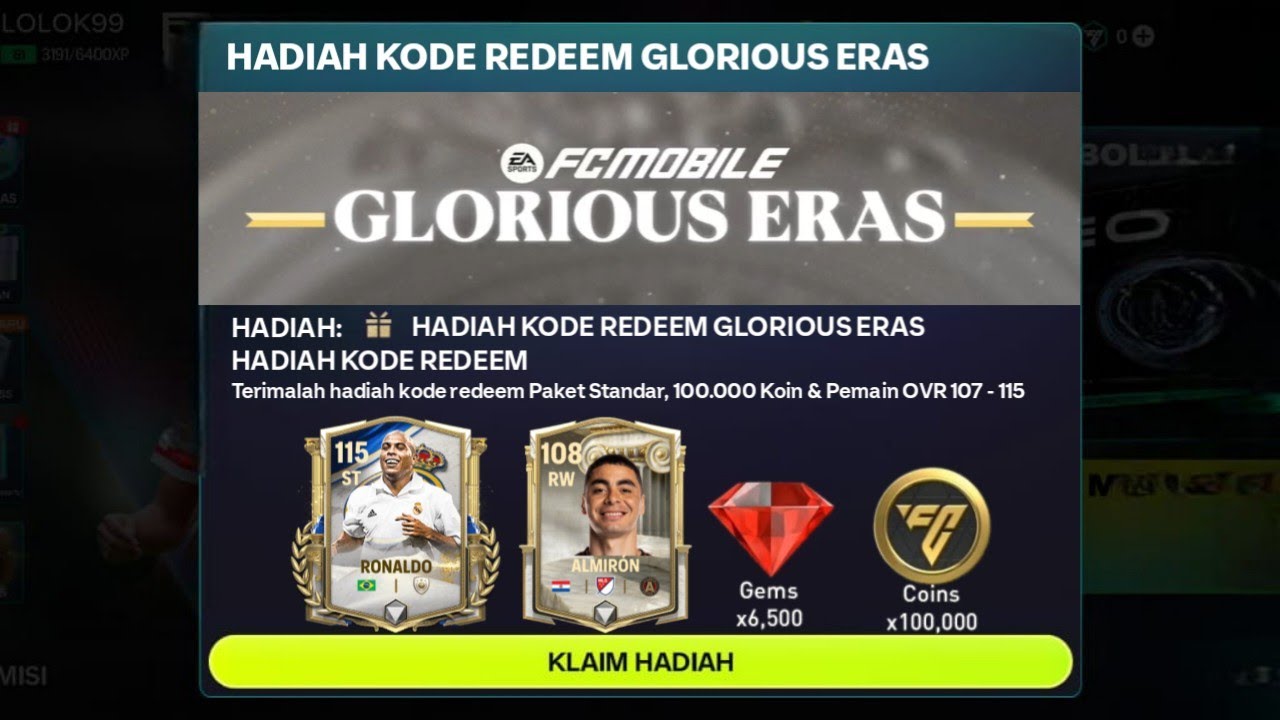 KODE REDEEM FC MOBILE TERBARU HARI INI CLAIM RONALDO R9 115 GRATIS ...